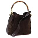 GUCCI Bamboo Hand Bag Suede 2way Brown 001 3754 1638 auth 69633 - Gucci