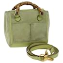 GUCCI Bamboo Hand Bag Suede 2way LIme Green 007 2214 0238 Auth ki4306 - Gucci