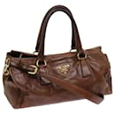 PRADA Hand Bag Leather 2way Brown Auth bs13240 - Prada
