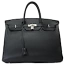 HERMES BIRKIN BAG 40 in black leather - 101823 - Hermès