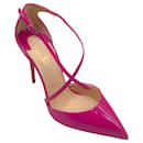 Christian Louboutin Fuchsia Pointed Toe Patent Leather Cross Strap Pumps - Autre Marque