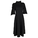 Vestido midi de nácar Sofia con mangas abullonadas en algodón negro - Autre Marque