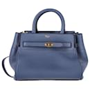 Mulberry Small Belted Bayswater Tote in Blue Calfskin Leather