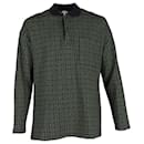 Loewe Monogram Jacquard Long-Sleeve Polo Shirt in Green Cotton