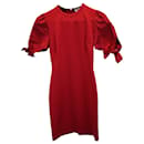 Red Valentino Robe à manches avec nœud en coton rouge