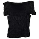 Yves Saint Laurent Top fruncido con hombros descubiertos en algodón negro