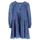 Maje Long Sleeve Mini Dress in Blue Cotton