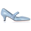 Zapatos de tacón con punta en punta Prada en cuero azul