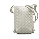 Bottega Veneta White Intrecciato Mini Knot Bucket Bag