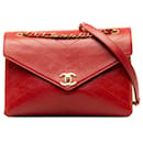 Chanel Red Medium CC Chevron Lambskin Envelope Flap