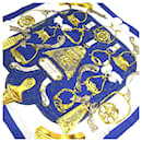 Sciarpa di seta Etriers blu Hermes - Hermès