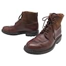 HESCHUNG SHOES GINKGO ANKLE BOOTS 5 Uk 38 FR LEATHER & SUEDE BROWN BOOTS - Heschung