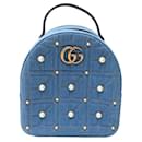 NEW GUCCI GG MARMONT BACKPACK 476671 IN DENIM QUILTED JEANS PEARLS BAG - Gucci