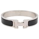 hermes Clic H bracelet 18cm H700001PF01GM BLACK ENAMEL STEEL STRAP BANGLE - Hermès
