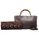 Bolsa de compras de bambu com alça superior - Gucci