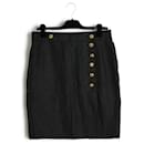 Chanel 1990s Jupe Portefeuille FR40/42 Black Linen Wrap Skirt US10/12