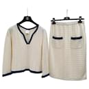 CHANEL Trimmed Cotton Skirt Cardigan Suit Set - Chanel