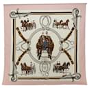 HERMES CARRE 90 EQUiPAGES Scarf Silk Pink Auth bs13484 - Hermès