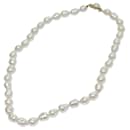 CHANEL Pearl Necklace metal Gold CC Auth bs13497 - Chanel