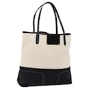 BURBERRY Blue Label Tote Bag Canvas White Black Auth bs13449 - Burberry