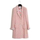 SS1997 Chanel Coat and Dress Tweed Silk Pink Ensemble US10