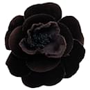 Chanel Brown Velvet Camellia Brooch - Autre Marque