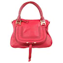Bolso satchel mediano de cuero Chloe Marcie en rojo frambuesa - Chloé