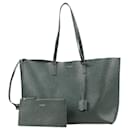 Saint Laurent Paris Sac Shopping Leather Tote bag in Forest Green 600281