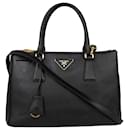 Prada Black Saffiano Leather Galleria Handbag