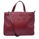 Vintage Burgundy Leather Tote Shoulder Bag - Autre Marque