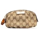 Gucci Brown GG Canvas Bamboo Cosmetic Pouch