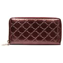 Gucci Red Guccissima Patent Zip Around Long Wallet