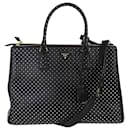 Black XL Galleria studded leather bag - Prada