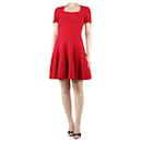 Red short-sleeved tonal patterned dress - size UK 12 - Alaïa