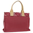 BURBERRY Nova Check Blue Label Tote Bag Toile Rouge Beige Auth ac2899 - Burberry