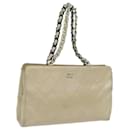 CHANEL Matelassé Chain Tote Bag Leder Beige CC Auth yk11588 - Chanel