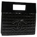 CHANEL COCO Mark Choco Bar Hand Bag Patent leather Black CC Auth bs13488 - Chanel