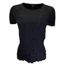 Chanel Black Short Sleeved Ribbed Knit Cotton Sweater - Autre Marque