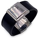 Black Leather Sterling Silver 925 Bangle Cuff Bracelet - Gucci