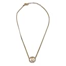 Gold Metal Dior Oval Logo Crystal Rhinestones Necklace - Christian Dior