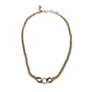 Vintage Gold Metal Chain Link Crystal Enamel Necklace - Christian Dior