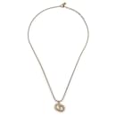 Vintage Gold Metal Crystal CD Pendant Chain Necklace - Christian Dior
