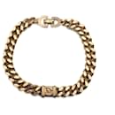 Vintage Gold Metal Groumette Chain Link Logo Bracelet - Christian Dior