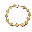 Collar de collar acolchado de metal dorado vintage - Chanel