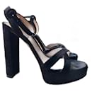 Sandale plateforme daim noir - Gianvito Rossi