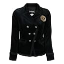 Giacca in velluto nero con patch CC iconico - Chanel