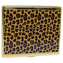 SAINT LAURENT Leopard Cigarette Case metal Gold Brown Auth yk11452 - Saint Laurent