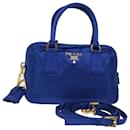 PRADA Hand Bag Satin 2way Blue Auth 70643 - Prada