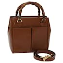 GUCCI Bamboo Hand Bag Leather 2way Brown 000 122 0316 auth 70621 - Gucci