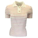 Christian Dior Ivory / Blush Pink Striped Short Sleeved Linen Knit Polo Top - Autre Marque